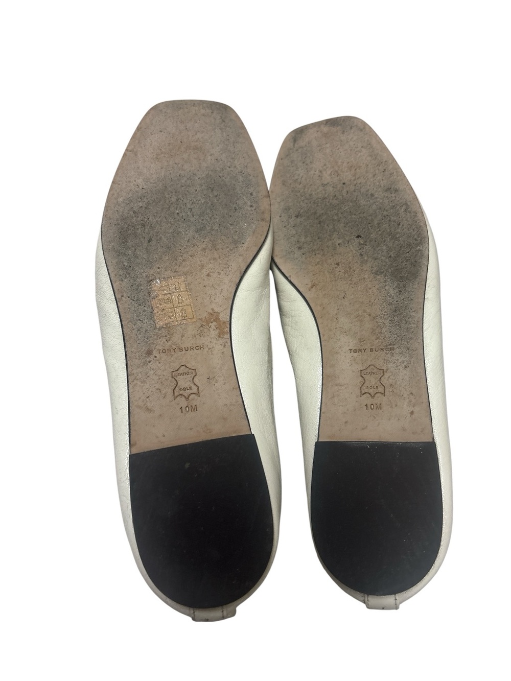 Tory Burch Eleanor Ivory Leather Logo Ballet Flats - Picture 5 of 6